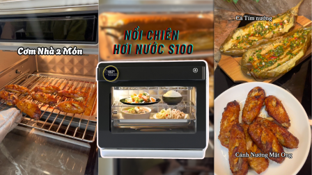 Cánh Gà Nướng Mật Ong Và Cà Tím Nướng 20 Phút Nồi Chiên Hơi Nước 2Good S100